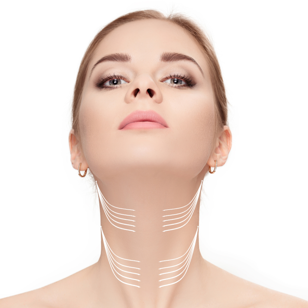 woman raising her neck