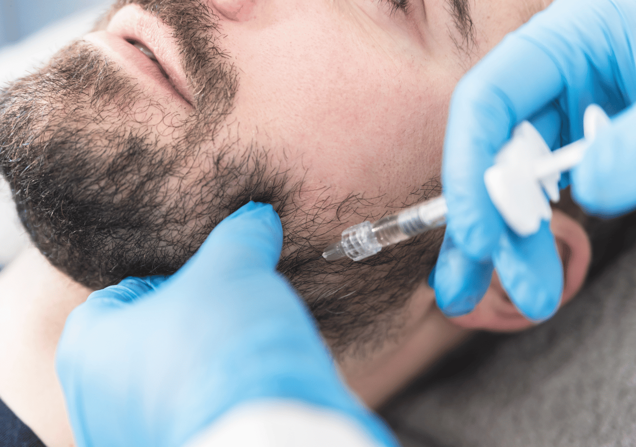 Man doing fillers on jaw