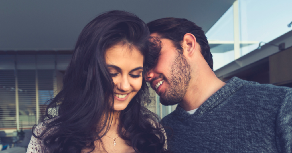 Couple flirting playfully